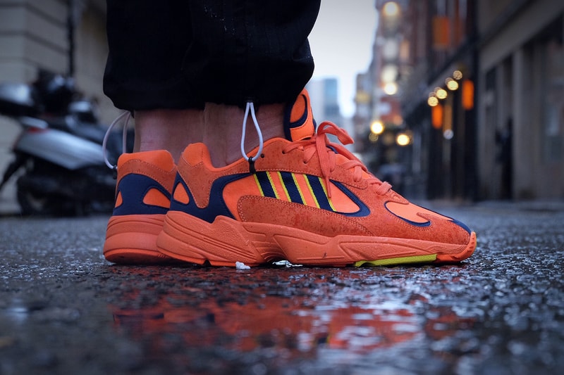 adidas Yung1 Orange navy yellow on foot