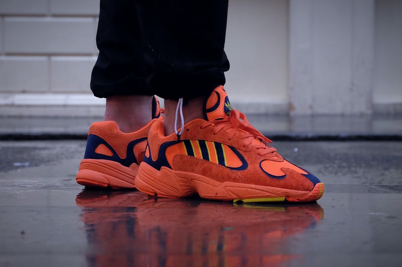 adidas Yung1 Orange navy yellow on foot