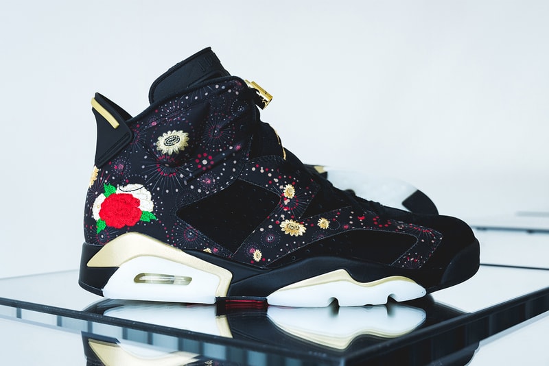 Air Jordan 6 32 low Chinese New Year cny black gold red fireworks flower floral embroidery january february release date footwear 2018