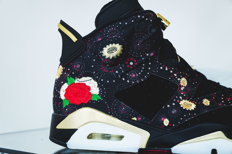 Air Jordan 6 32 low Chinese New Year cny black gold red fireworks flower floral embroidery january february release date footwear 2018