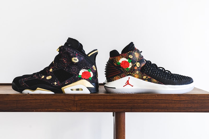 Air Jordan 6 32 low Chinese New Year cny black gold red fireworks flower floral embroidery january february release date footwear 2018