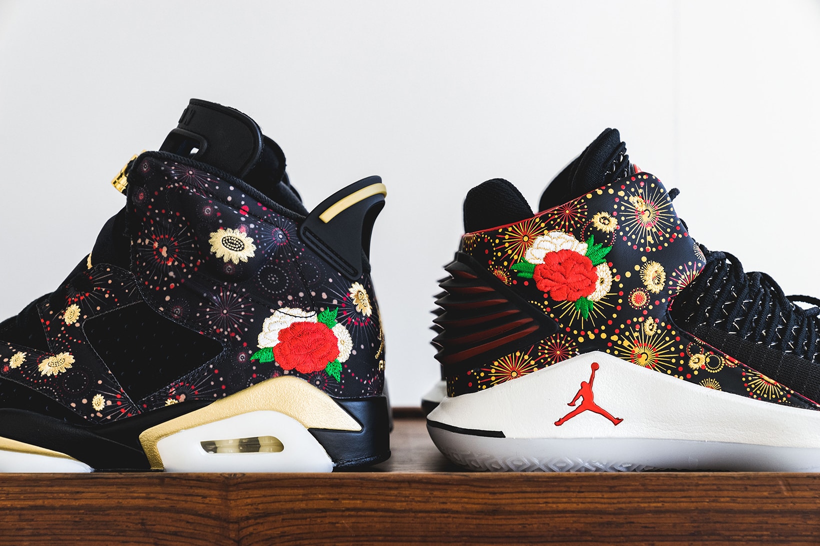 Air Jordan 6 32 low Chinese New Year cny black gold red fireworks flower floral embroidery january february release date footwear 2018