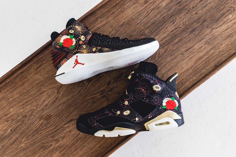 Air Jordan 6 32 low Chinese New Year cny black gold red fireworks flower floral embroidery january february release date footwear 2018