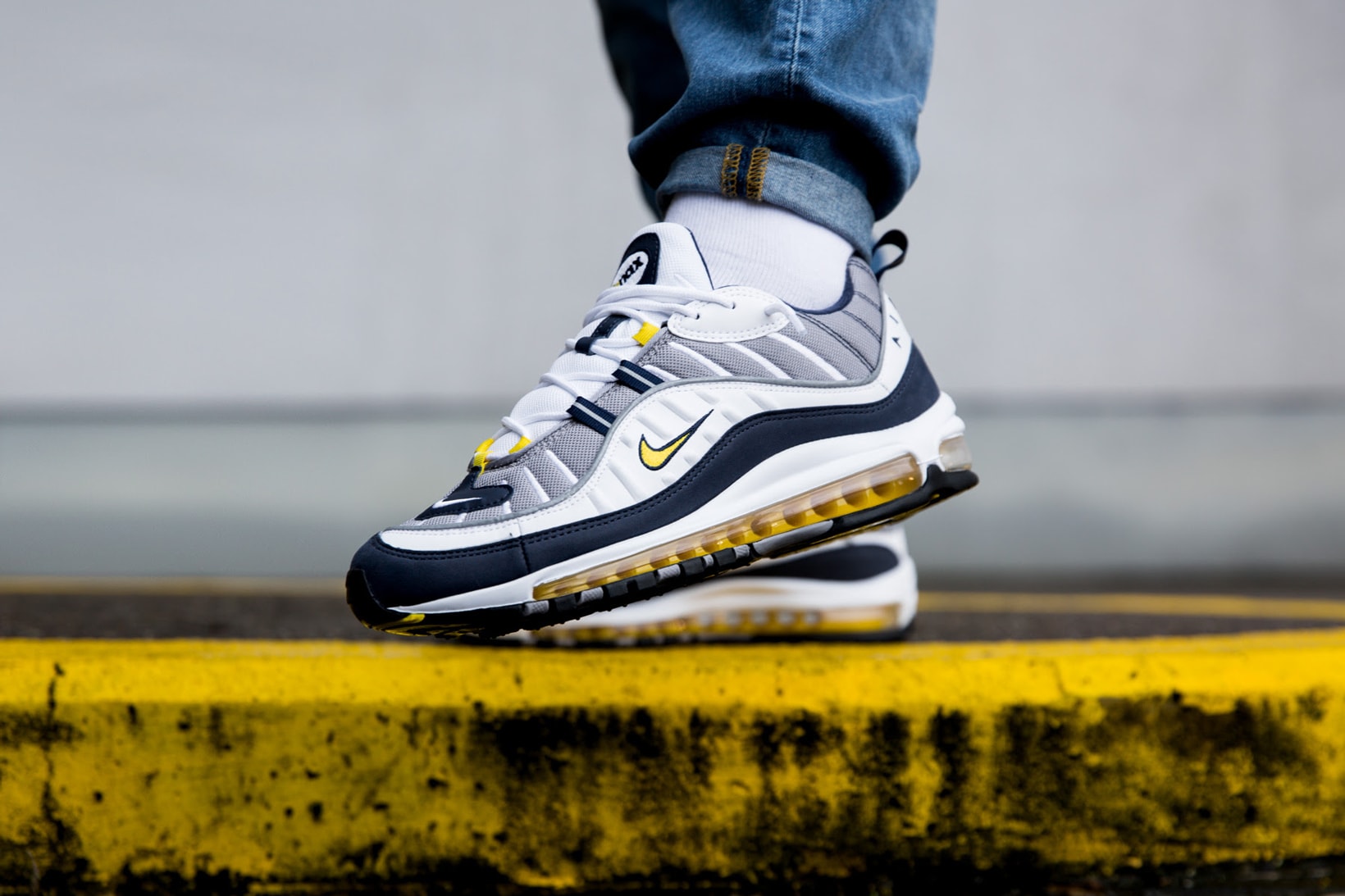 Nike Air Max 98 Gundam Tour Yellow Footwear Sneakers Shoes On Feet Closer Look Release Date Info Drops January 26 2018