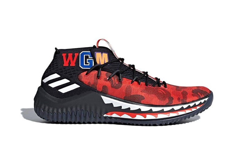 BAPE adidas DAME 4 Friends and Family red camo collaboration footwear