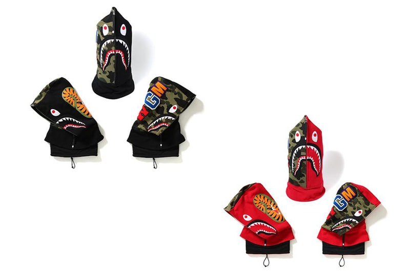 BAPE A Bathing Ape Shark Hoodie Face Mask Black Red