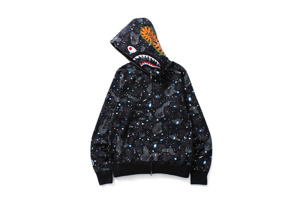 space camo shark full zip hoodie