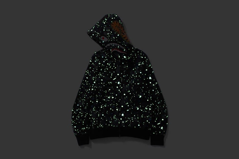 BAPE Space Camo Shark Full Zip Hoodie Glow In the Dark 2018 January 13 Release Date Info