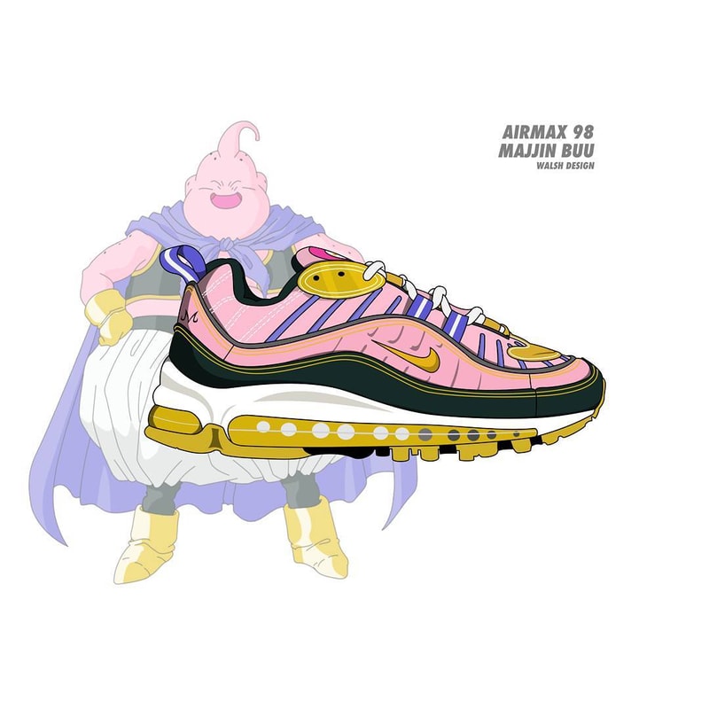 Dragon Ball Z Nike Collaboration Footwear Sneaker Shoe walshdesign adidas illustrator goku shenron frieza cooler vegeta bulma master roshi trunks buu air max vapormax