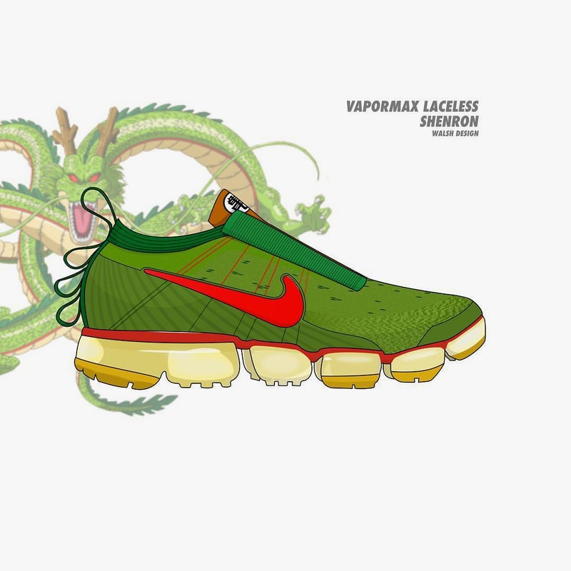Dragon Ball Z Nike Collaboration Footwear Sneaker Shoe walshdesign adidas illustrator goku shenron frieza cooler vegeta bulma master roshi trunks buu air max vapormax