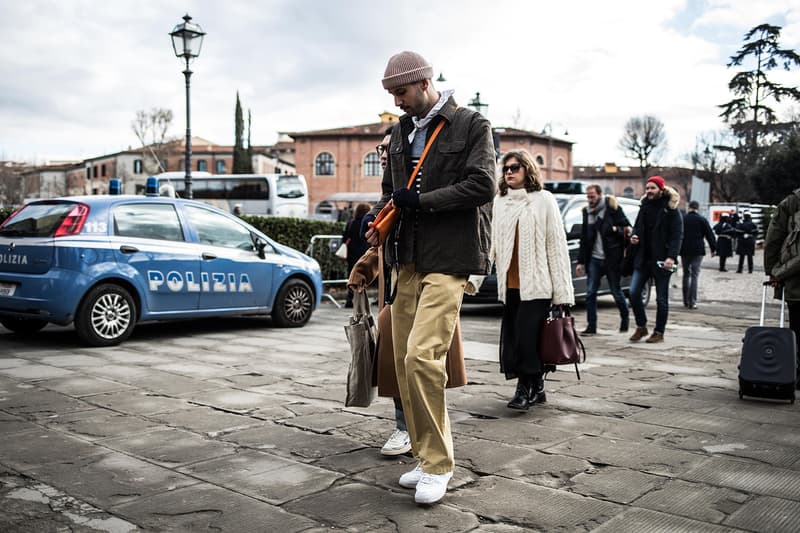 Pitti Uomo 93 Fall/Winter 2018 Streetsnaps Balenciaga, Off-White™ Raf Simons Gucci Louis Vuitton Supreme BAPE Balenciaga Triple S YEEZY Wave Runner 700 Gucci Rhyton  J.W.Anderson "Glitter_Gutter" Converse Vetements Reebok Virgil Abloh's The Ten