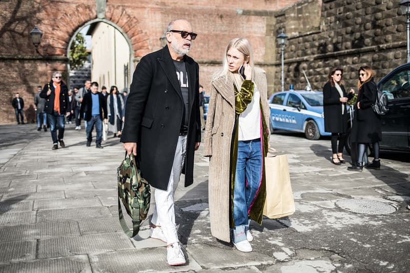 Pitti Uomo 93 Fall/Winter 2018 Streetsnaps Balenciaga, Off-White™ Raf Simons Gucci Louis Vuitton Supreme BAPE Balenciaga Triple S YEEZY Wave Runner 700 Gucci Rhyton  J.W.Anderson "Glitter_Gutter" Converse Vetements Reebok Virgil Abloh's The Ten