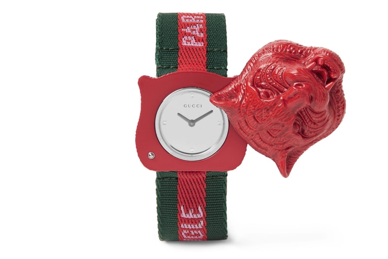 Gucci Tiger Head Resin Grosgrain Watch fashion accessories