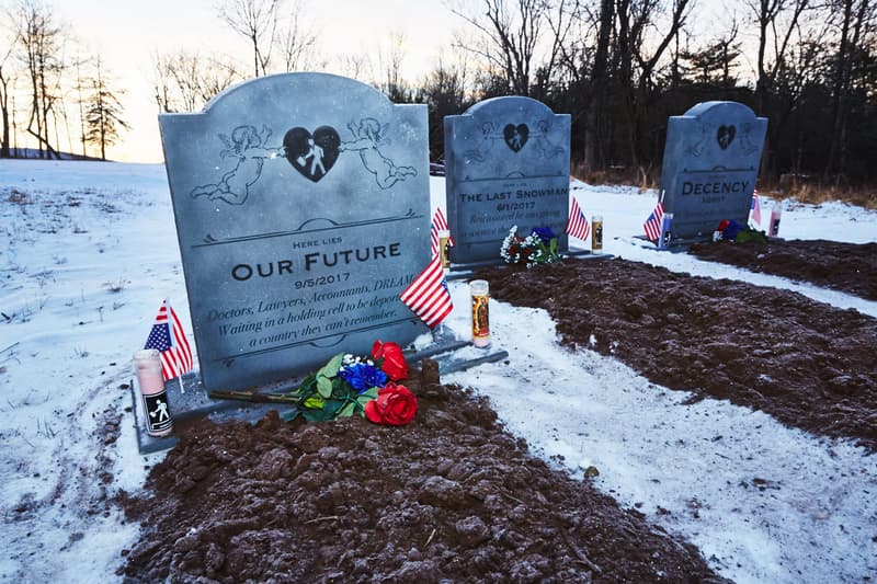 Indecline Donald Trump Grave New World Tombstones Guerrilla Street Art Collective Activist Cemetary