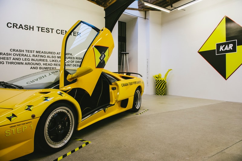 Arthur Kar L Art De L Automobile Crash Test Exhibition Lamborghini Diablo Cars Signs Yellow
