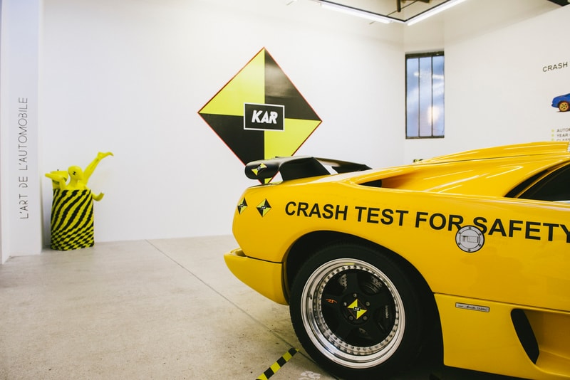 Arthur Kar L Art De L Automobile Crash Test Exhibition Lamborghini Diablo Cars Signs Yellow