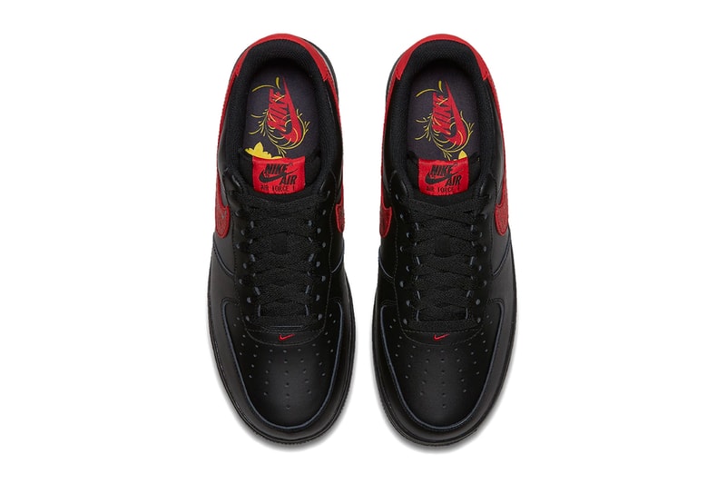 Nike Air Force 1 Low Black University Red Paisley Leather Sneakers