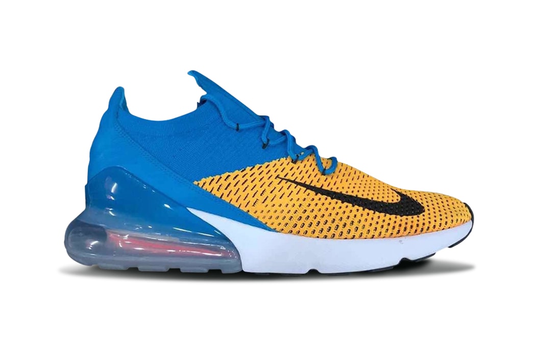 Nike Air Max 270 Flyknit (Blue/Yellow) - Sneaker Freaker