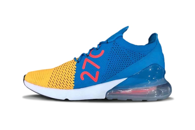 Nike Air Max 270 Flyknit Blue Yellow Teaser Images Footwear Running