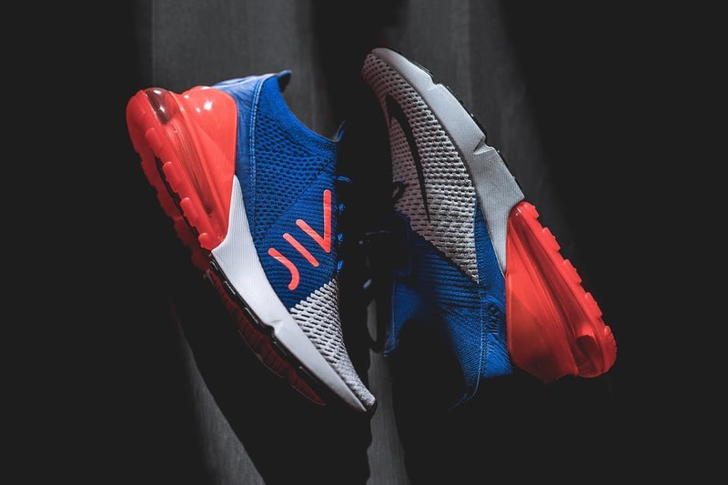 Nike Air Max 270 Flyknit Orange Grey Blue Black