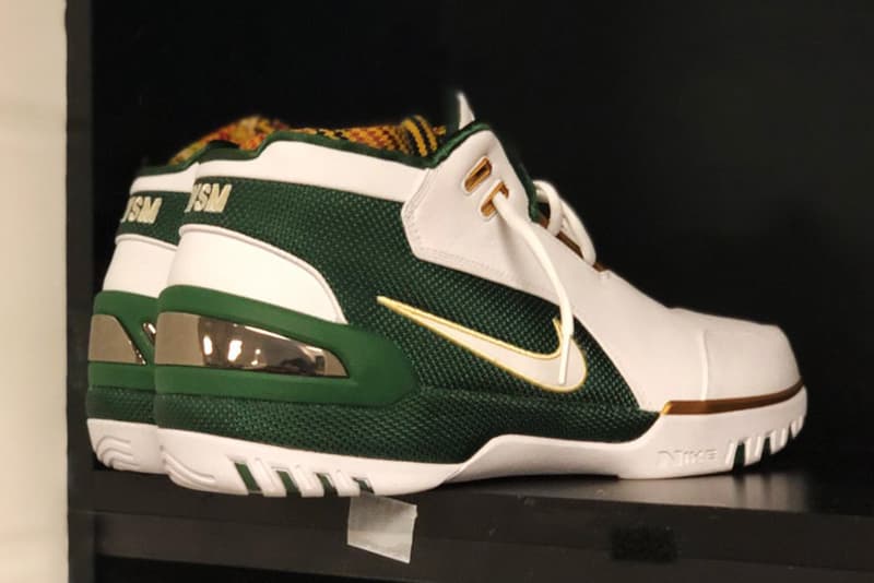 LeBron James Nike Air Zoom Generation SVSM footwear retro King James Green Gold White