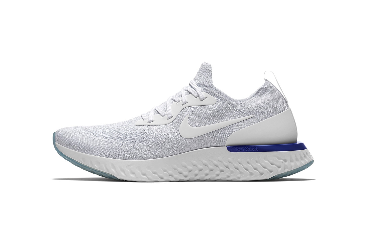 Nike Epic React Flyknit White Blue Pure Platinum 2018 February 5 Release Date Info Sneakers Shoes Footwear Nike Plus Debut