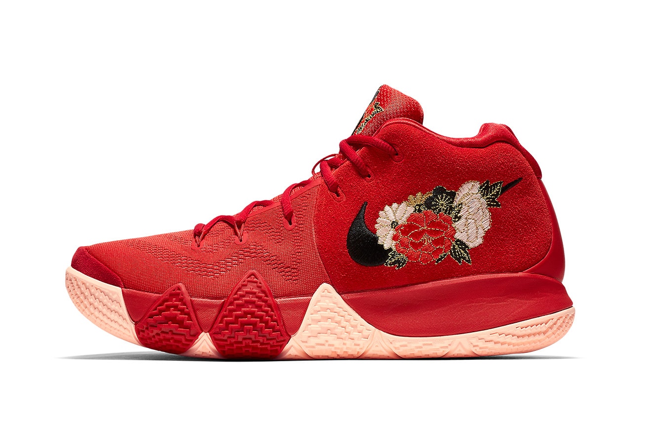 Nike Kyrie 4 Chinese New Year january release date red floral Kyrie Irving footwear flowers peach plum peonies blossom orchid cny 2018 
