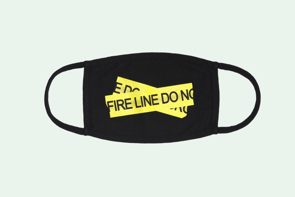 Off White Fire Tape Masks black white yellow fashion accessories Virgil Abloh Fire Line Do Not Cross Drops Release Date Info