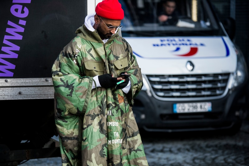Paris Fashion Week Fall/Winter 2018 street style men's off-white goretex