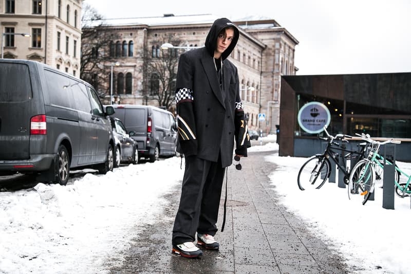 Stockholm Fashion Week Fall/Winter 2018 Street Style Streetsnaps Off-White Virgil Abloh Balenciaga Eytys Acne Studios Raf Simons adidas Originals Ozweego Fear of God