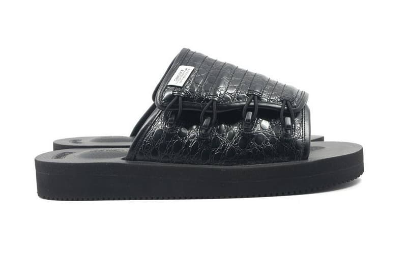 Suicoke x Nepenthes New York Limited Edition Slides Black Crocodile Wheat Nubuck