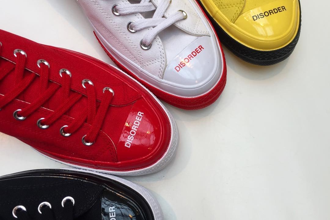 UNDERCOVER converse chuck taylor collaboration red yellow black order disorder cap toe patent leather paris fashion week mens