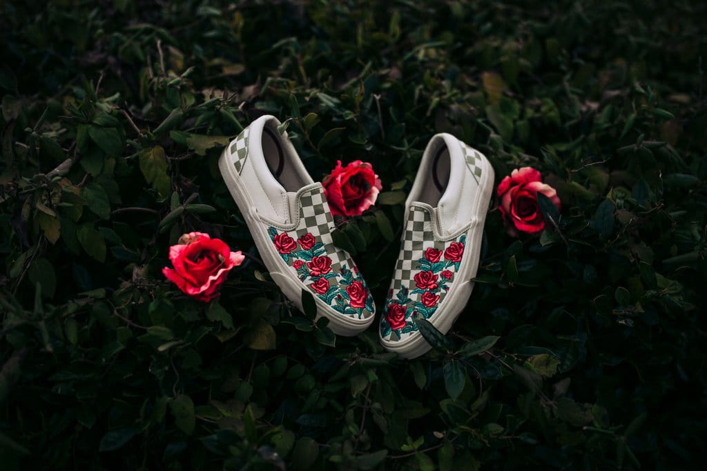 vans classic slip on dx rose embroidery