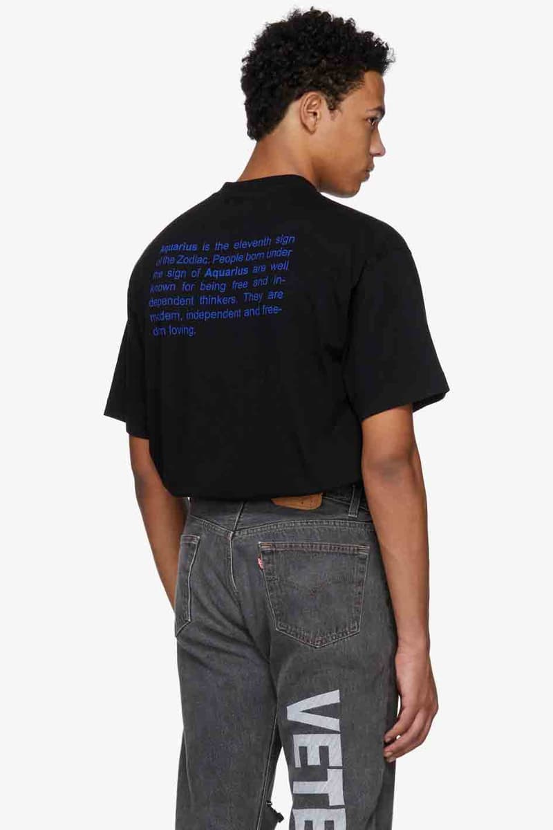 Vetements Zodiac T-Shirt Capsule Collection Black Paris Fashion Week Ssense Luxury Streetwear Street style Mens Menswear Tees