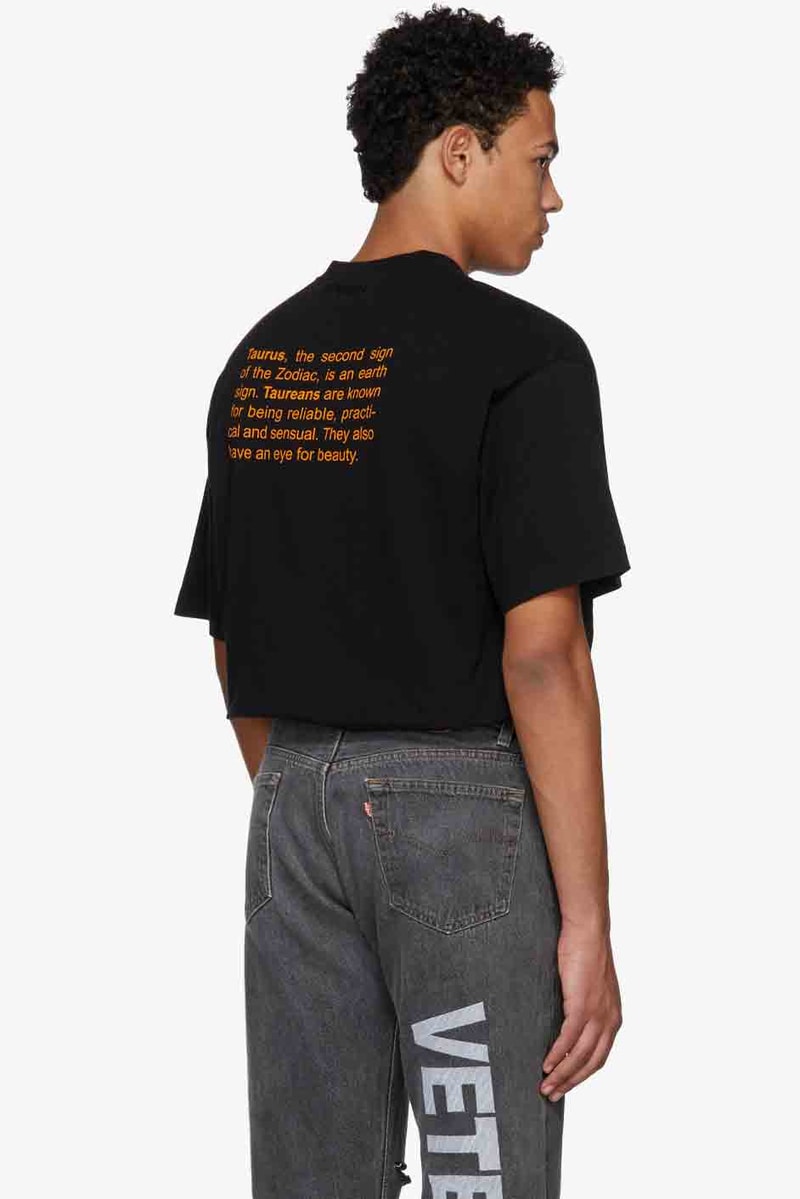 Vetements Zodiac T-Shirt Capsule Collection Black Paris Fashion Week Ssense Luxury Streetwear Street style Mens Menswear Tees