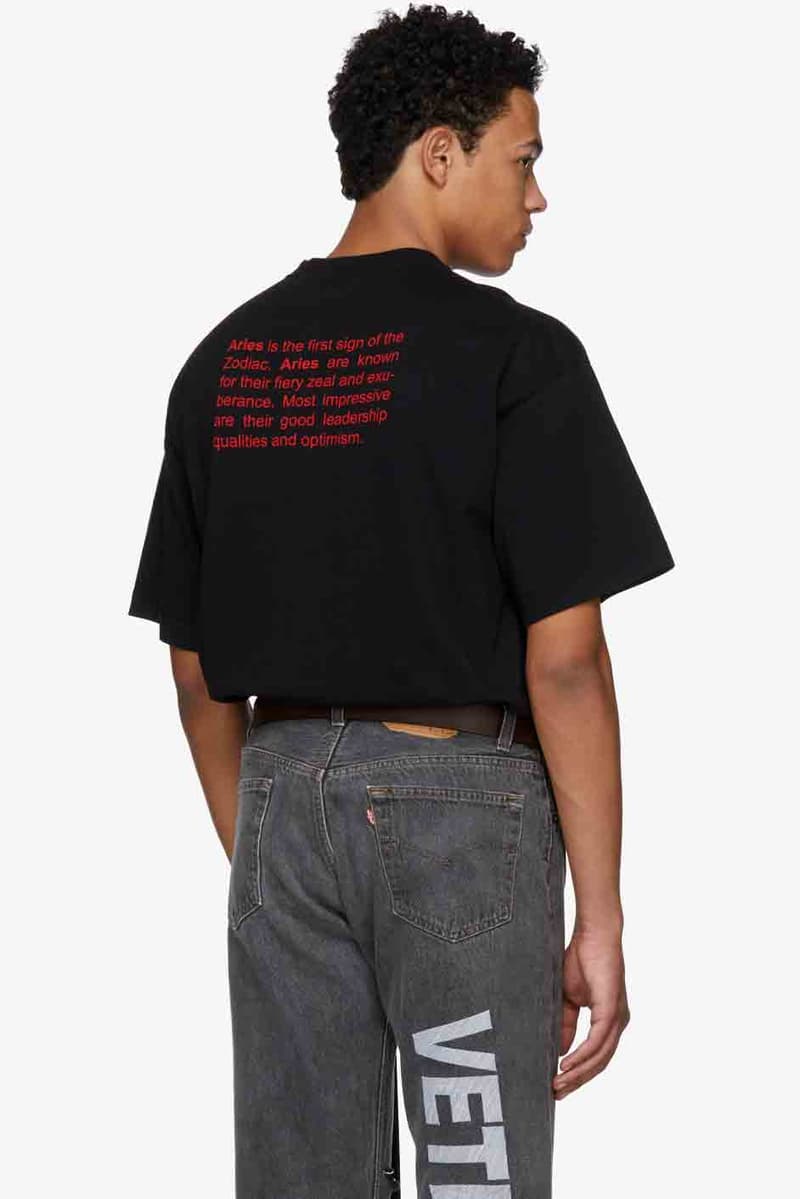 Vetements Zodiac T-Shirt Capsule Collection Black Paris Fashion Week Ssense Luxury Streetwear Street style Mens Menswear Tees