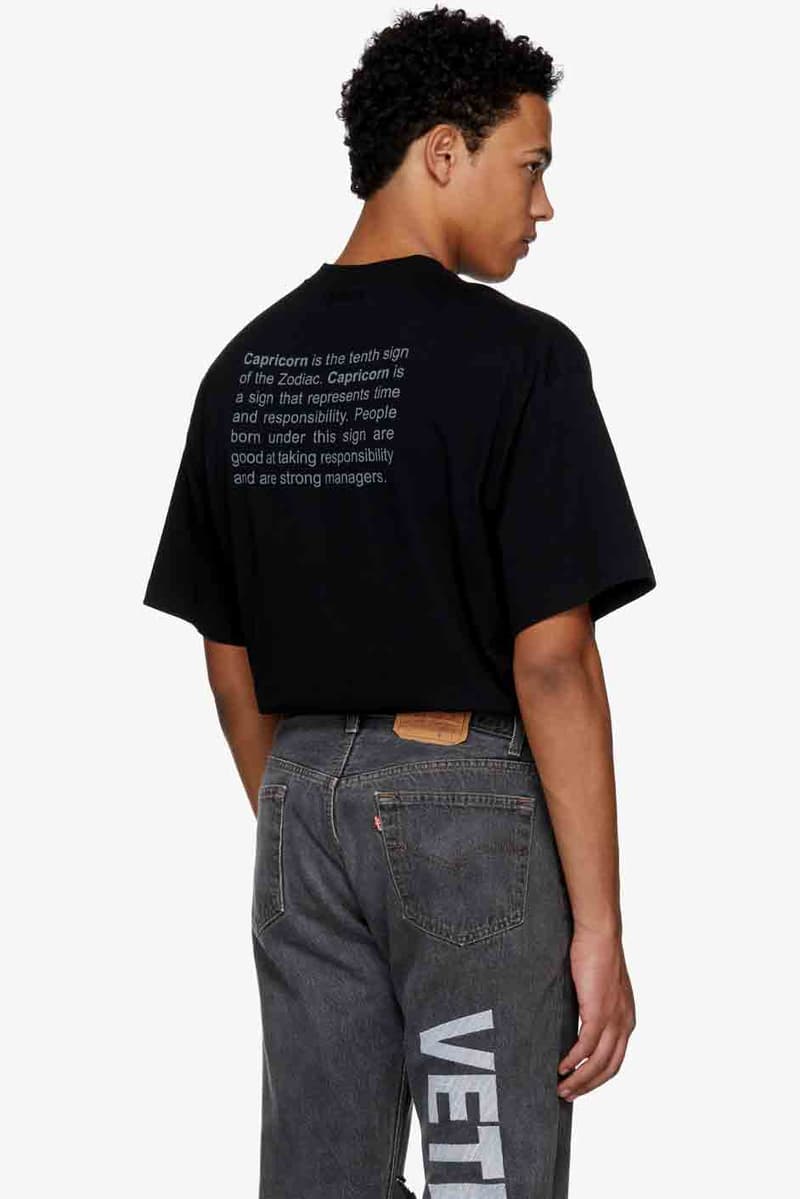 Vetements Zodiac T-Shirt Capsule Collection Black Paris Fashion Week Ssense Luxury Streetwear Street style Mens Menswear Tees