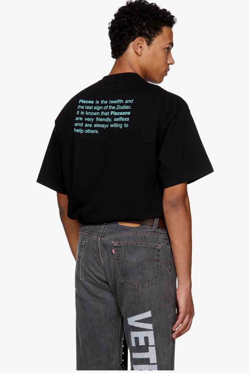 Vetements Zodiac T-Shirt Capsule Collection Black Paris Fashion Week Ssense Luxury Streetwear Street style Mens Menswear Tees