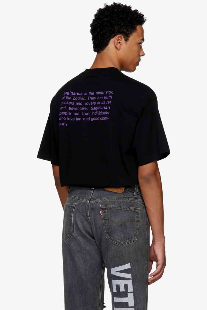 Vetements Zodiac T-Shirt Capsule Collection Black Paris Fashion Week Ssense Luxury Streetwear Street style Mens Menswear Tees