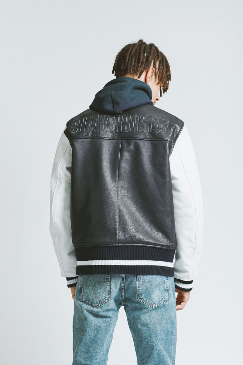 Sneakersnstuff Vanson Leather Collaboration Street Streetwear Sweden Mens Fashion Menswear NYC Varsity Jackets Limited Edition Letterman Letter Patchwork Coats Jackets Winter 2018