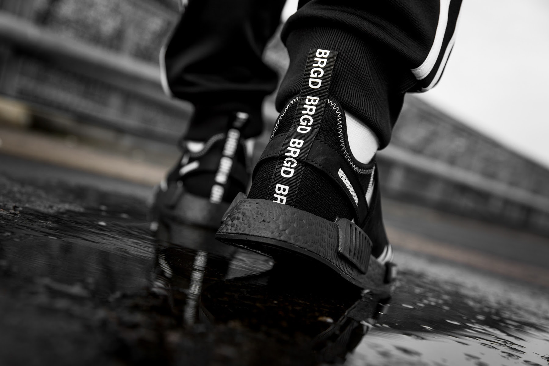 adidas Originals NEIGHBORHOOD Collaboration NMD Primeknit Chop Shop Shinsuke Takiawa Black White Kicks Sneaker Shoes Spring Fashion Japan Streetwear