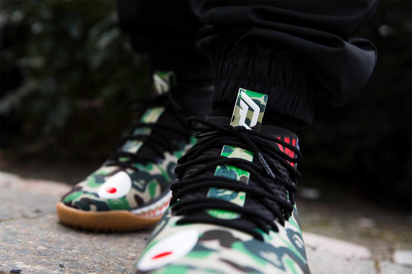 BAPE adidas Dame 4 Green Camo a bathing ape 2018 february release date info all star game sneakers shoes footwear overkill berlin