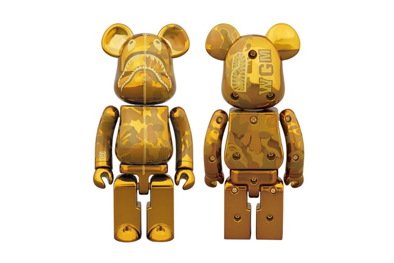 BAPE Medicom Toy Camo Shark Gold Silver BEARBRICK 2018 february 10 release date info