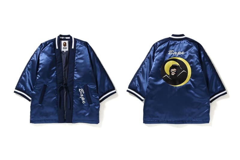 BAPE Souvenir Satin Hanten Jacket navy 2018 spring summer february 17 release date info navy