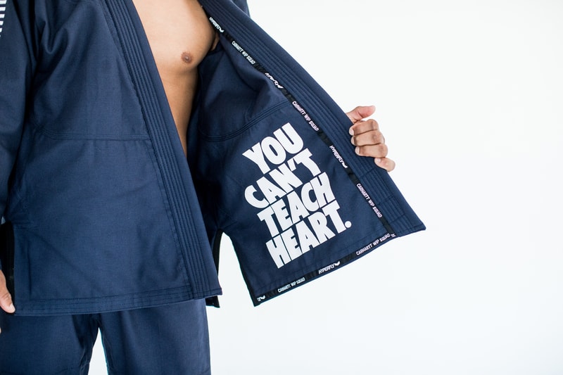Carhartt WIP Hyperfly kimono gi jiu jitsu set uniform shirt pants tote bag branding squad collaboration clothing drop release date info martial arts black white navy blue hamilton brown tan beige