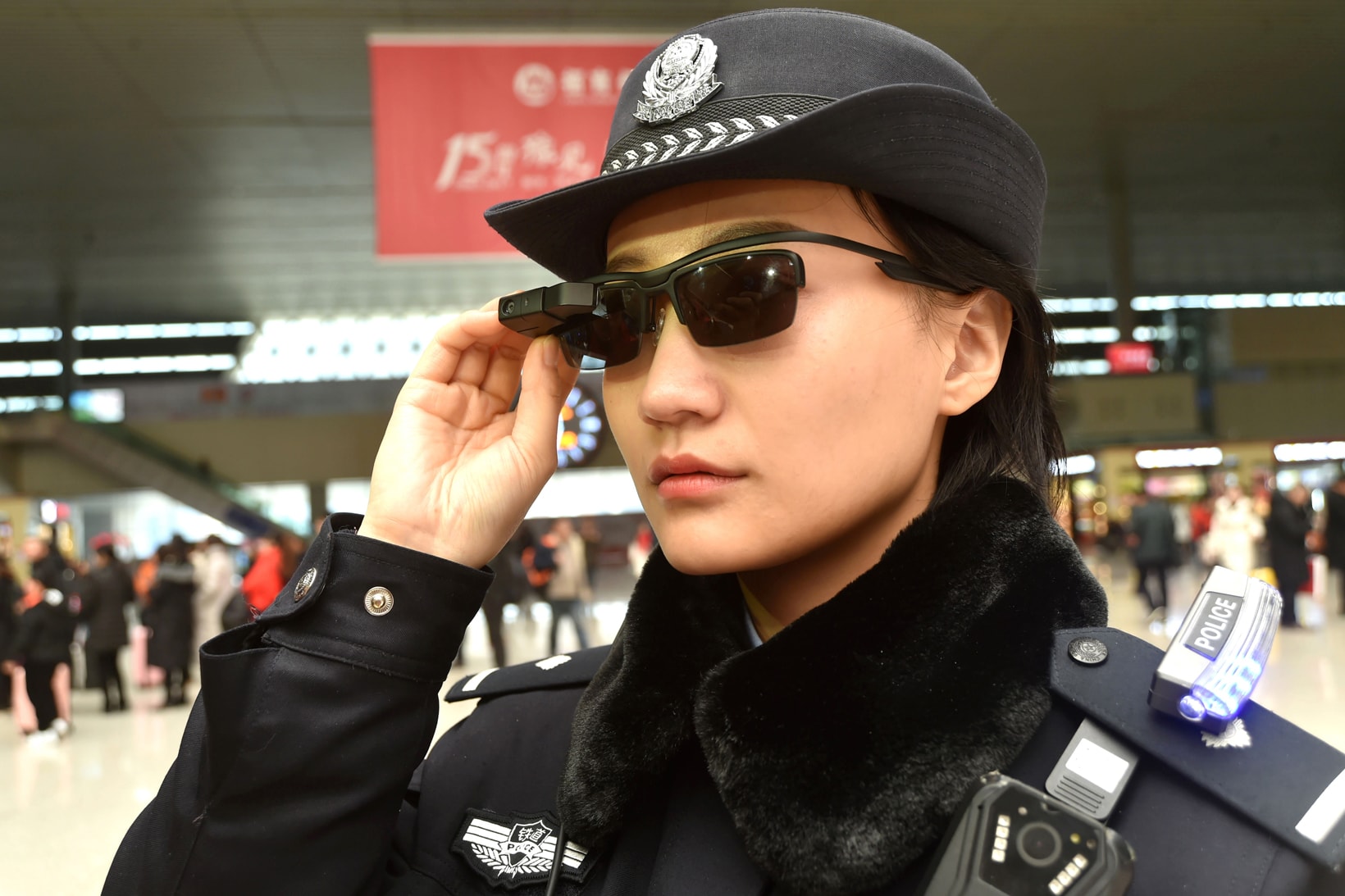 Chinese Police China Facial Recognition Sunglasses Surveillance Zhengzhou Lunar New Year