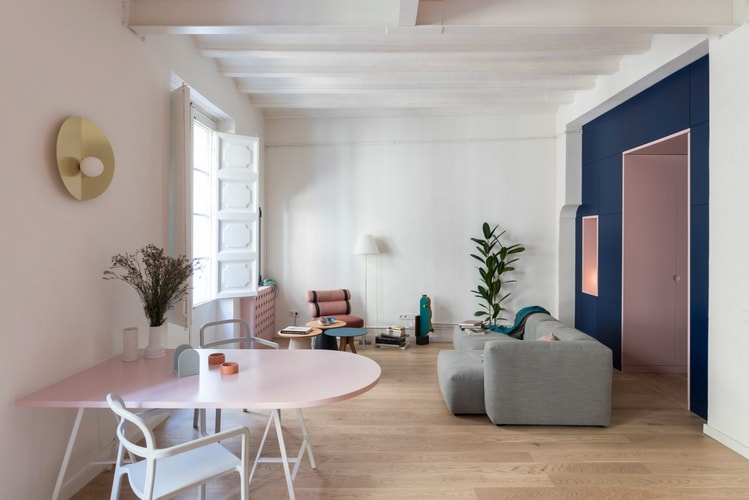 Historic Barcelona Apartment Gets Updated With Pastel-Hued Redesign