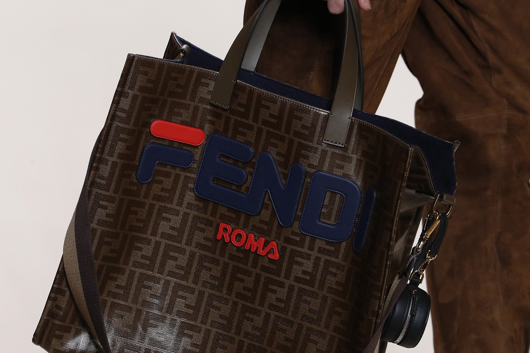 Fendi FILA Collaboration Fall Winter 2018 collection bag tote Runway Leather Sweater