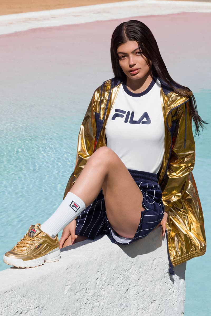 FILA Spring/Summer 2018 Lookbook Streetwear Romper Jumpsuit Track suit velour terry cloth baseball jersey