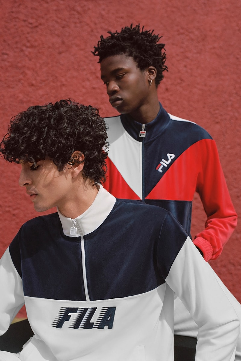 FILA Spring/Summer 2018 Lookbook Streetwear Romper Jumpsuit Track suit velour terry cloth baseball jersey